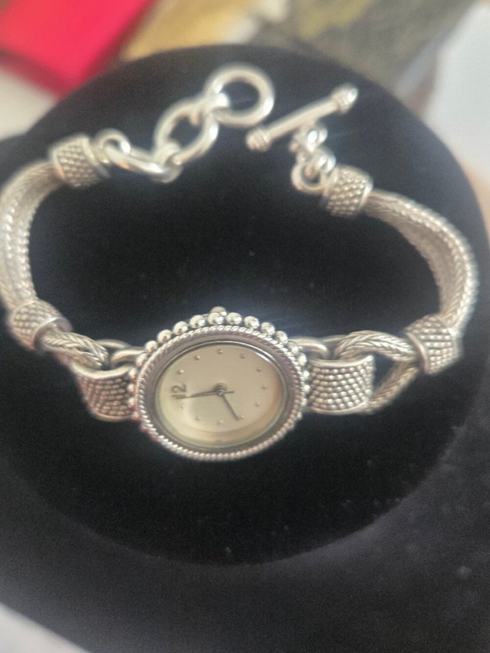 Vintage BA Suarti handcrafted 925 Silver Ornate beaded Rope Bracelet Watch